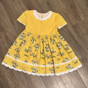 Matilda Jane Yellow Floral Lace Trim Dress